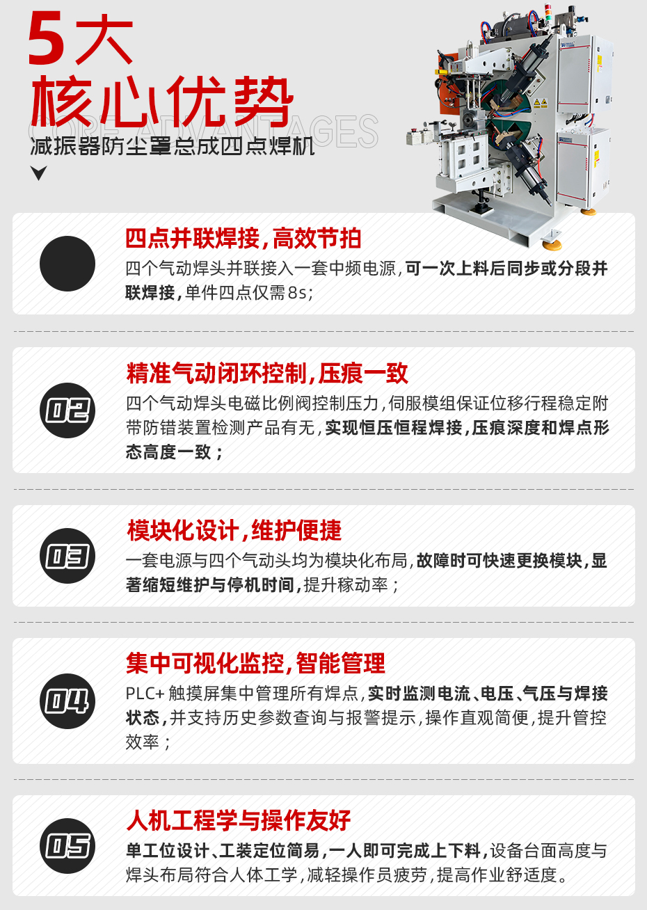 减振器防尘罩总成四点焊机核心优势
