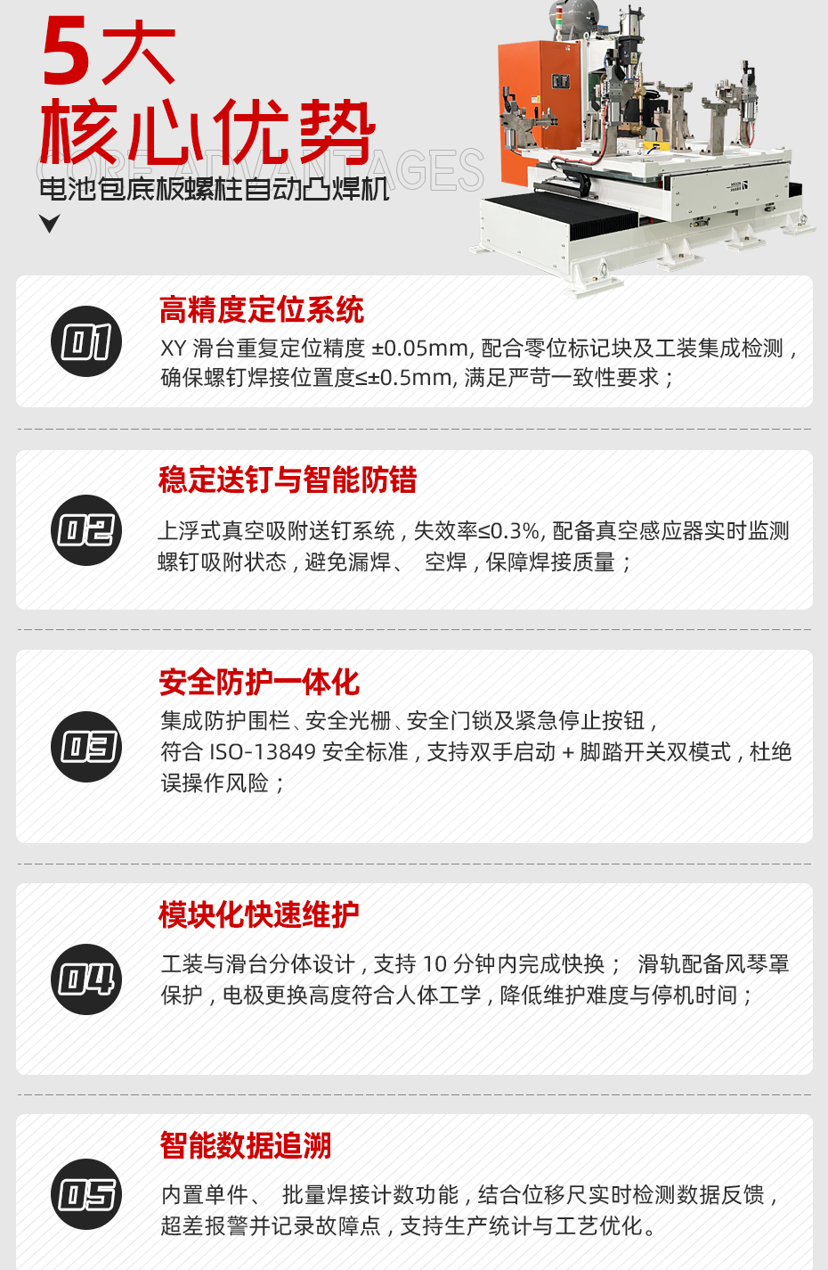 电池包底板螺柱自动凸焊机详情核心优势